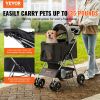 Pet Stroller, 4 Wheels Dog Stroller Rotate with Brakes, 35lbs Weight Capacity, Puppy Stroller with Detachable Carrier, Storage Basket and Cup Holder