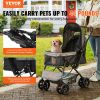 Pet Stroller, 4 Wheels Dog Stroller Rotate with Brakes, 44lbs Weight Capacity, Puppy Stroller with Reversible Handlebar, Storage Basket and Zipper