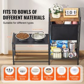Pet Feeding Station with Storage, Elevated Dog Bowls, Raised Dog Bowl Stand, Dog Food Storage and Feeder Station with Storage Shelves (Default: Default)